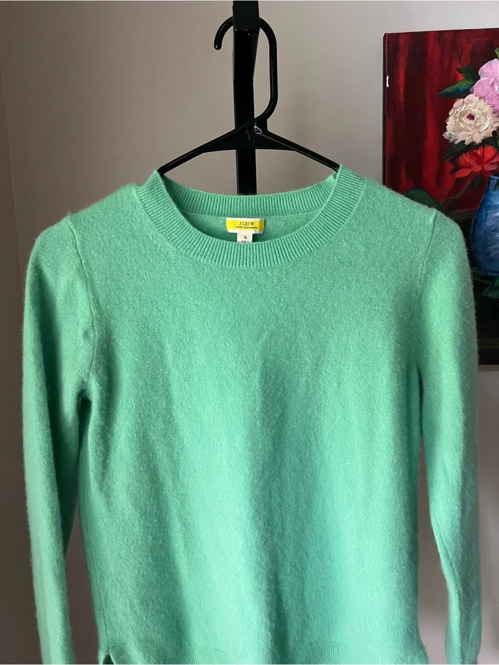J.Crew 100% Cashmere Sweater Women's Size S Small Mint Green Crew Neck Pullover